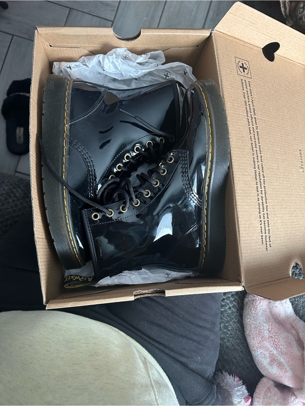 Dr. Martens Cardboard Shoe Box with Black and Yellow Logo